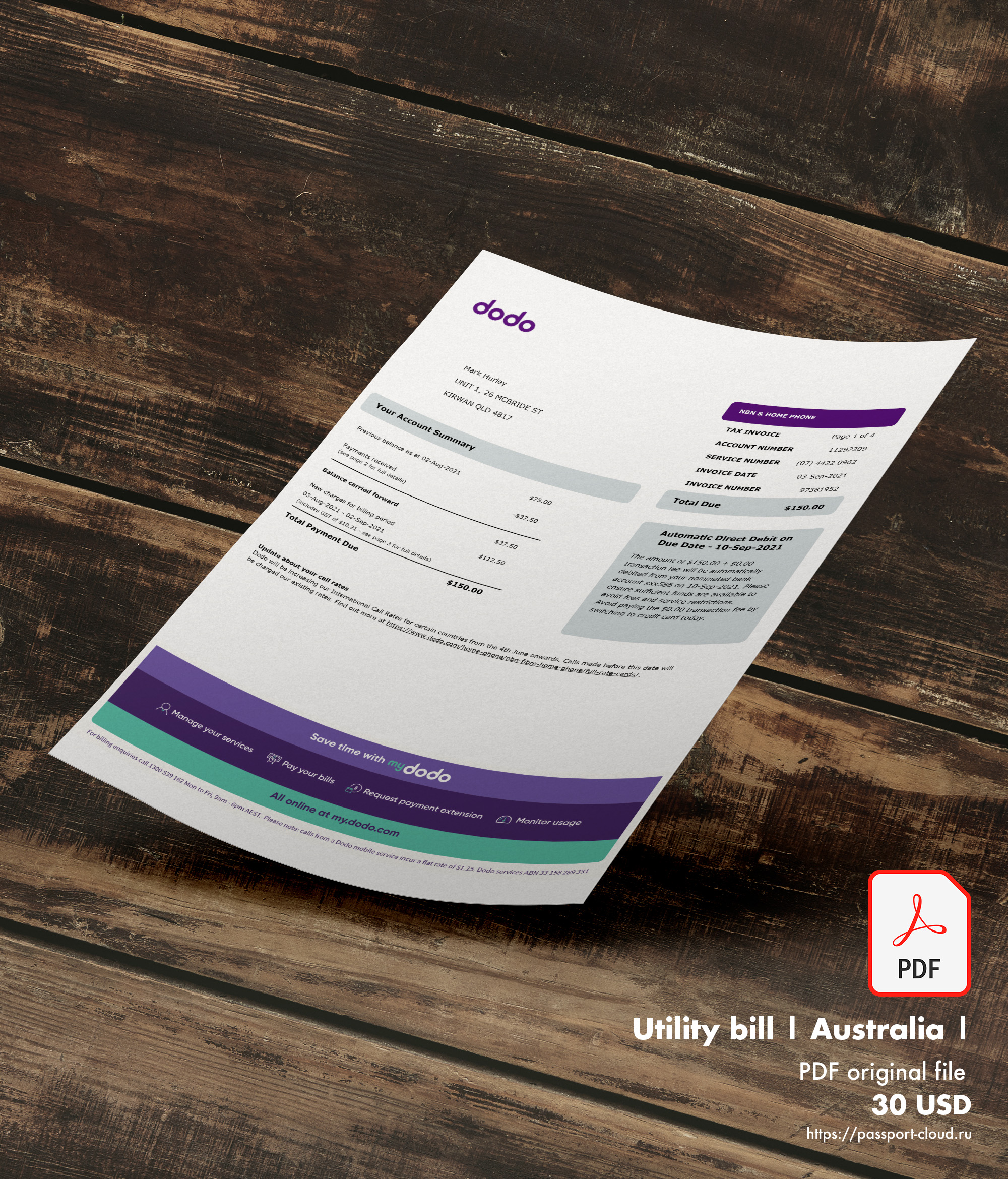 Utility bill Australia | DODO-0