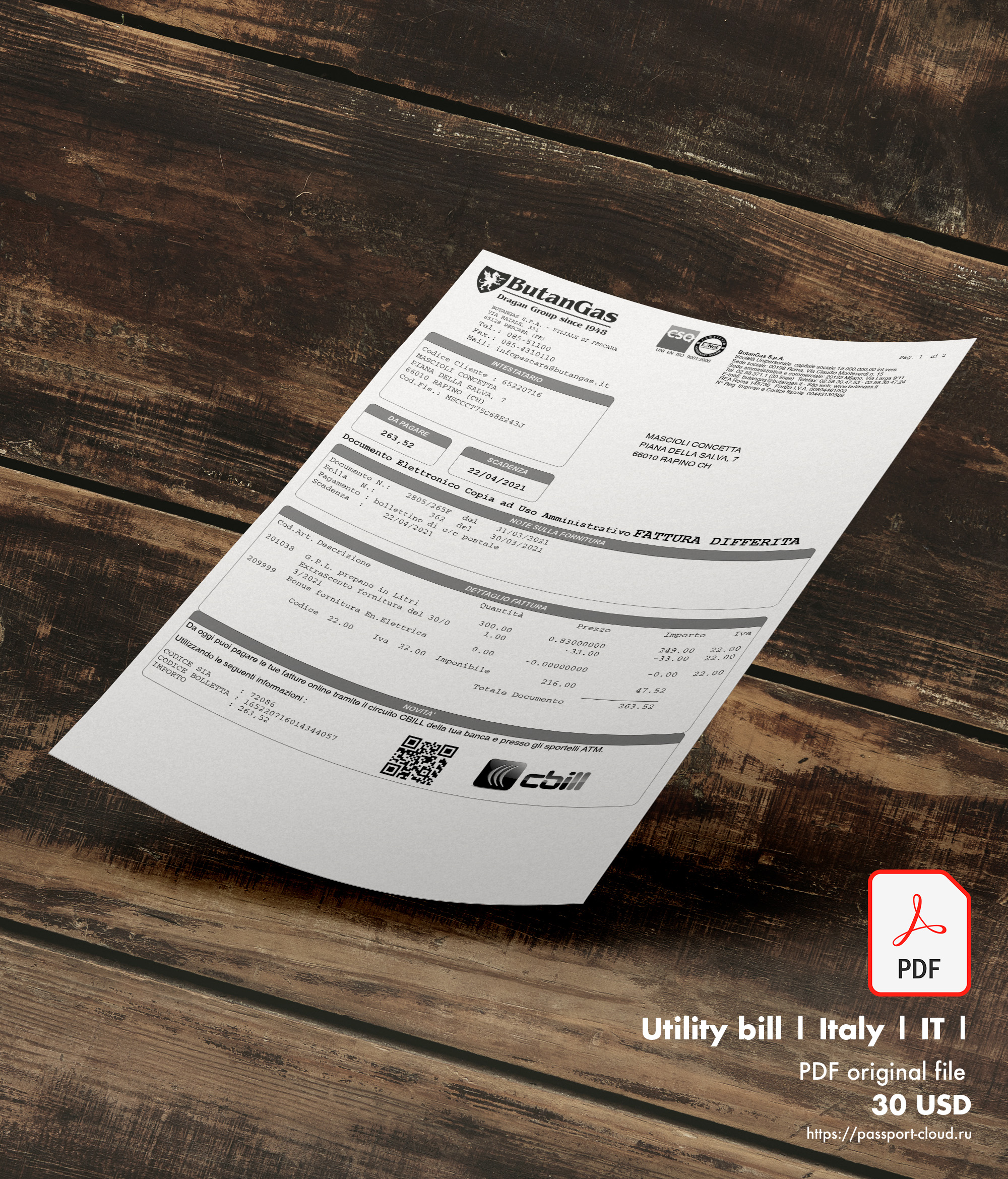 Utility bill | Italy | ButanGas-0
