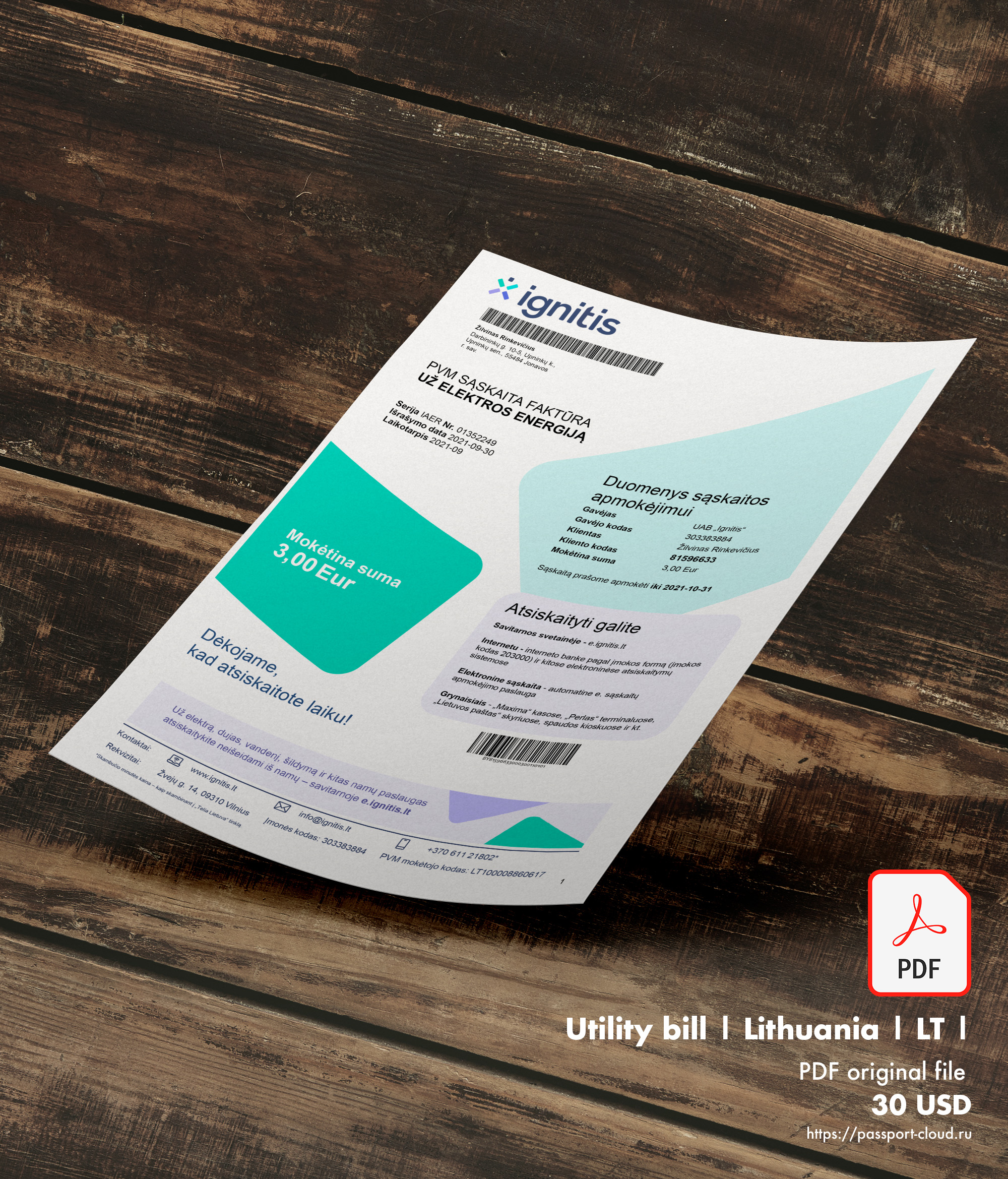 Utility bill  | Lithuania | Ignitis-0