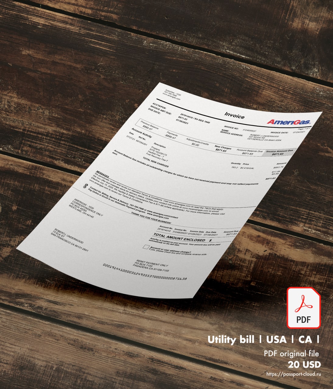 Utility bill | AmeriGas | USA | CA-0