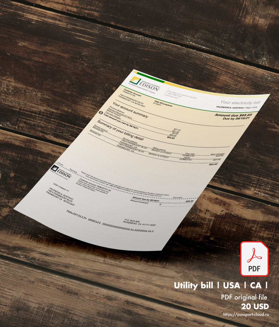 Utility bill | Edison | USA | CA-0