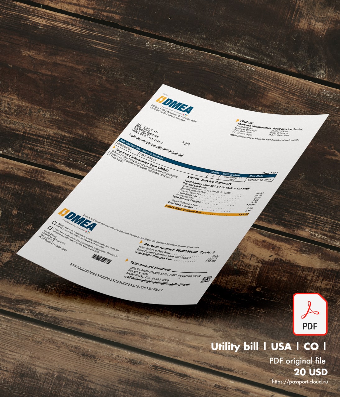 Utility bill | DMEA | USA | CO-0