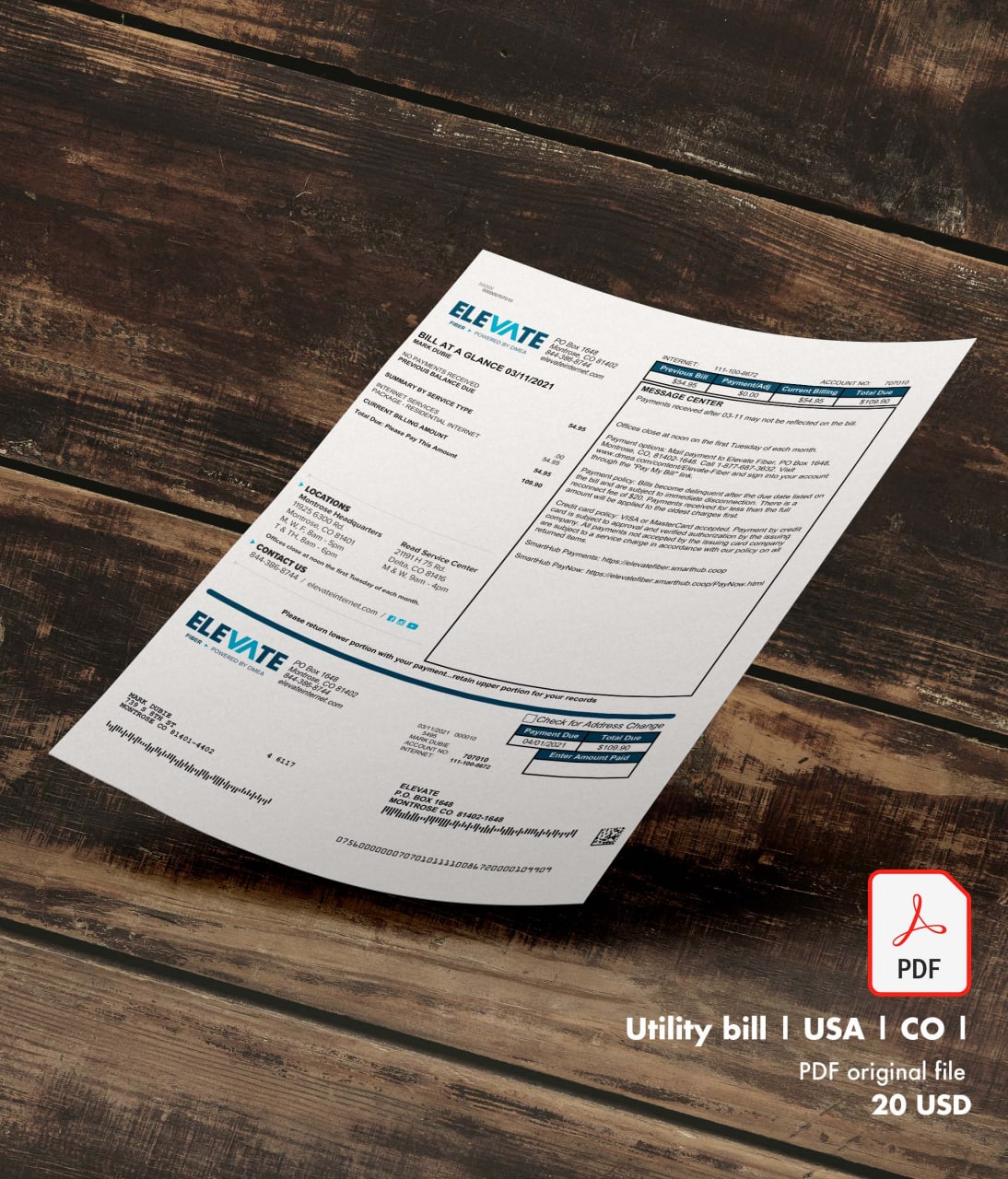 Utility bill | ELEVATE | USA | CO-0