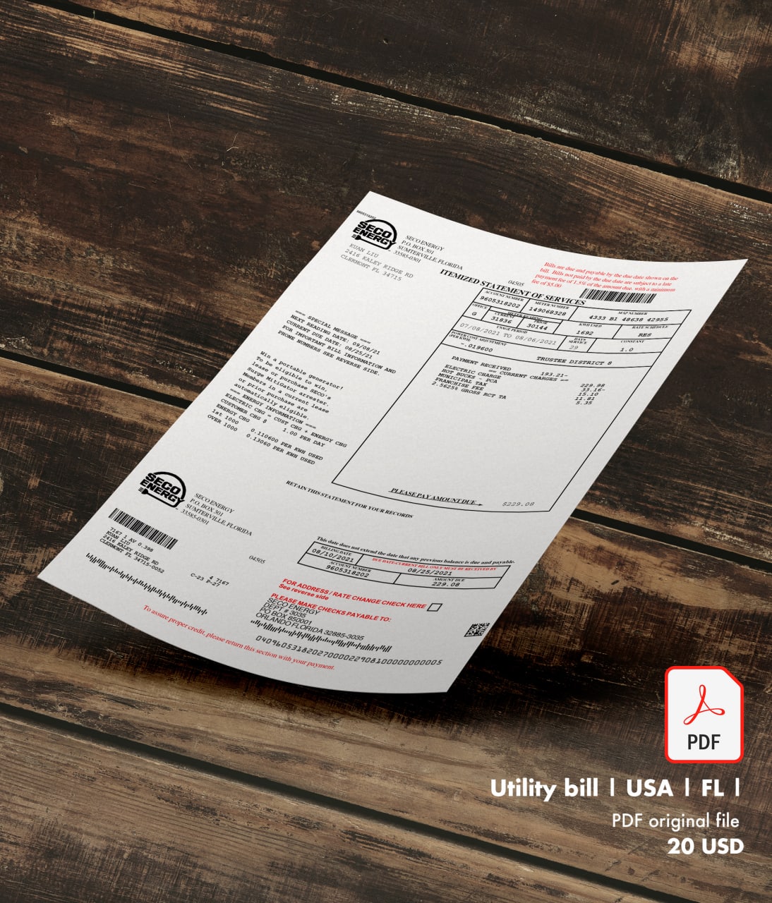 Utility bill | SECO ENERGY | USA | FL-0