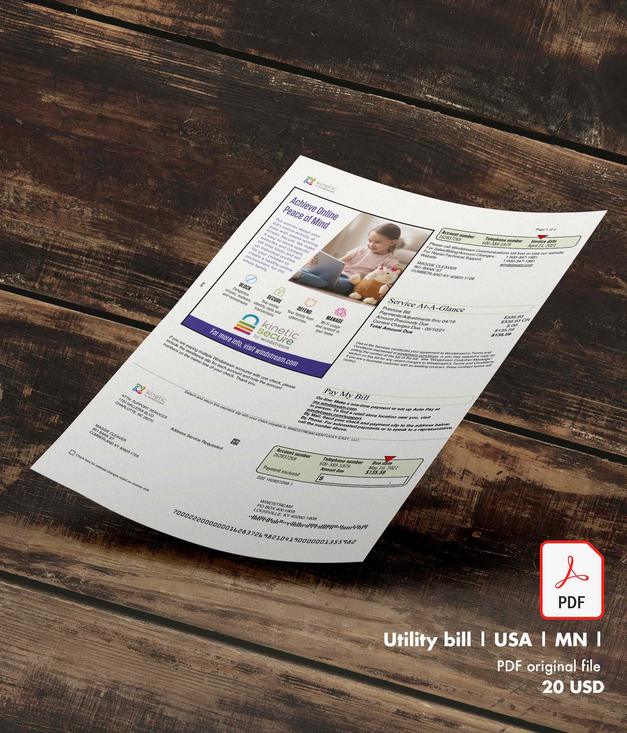 Utility bill | Windstream | USA | MN-0