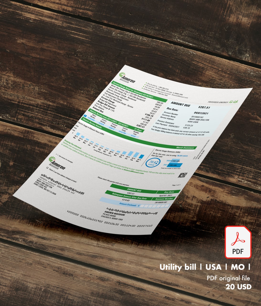 Utility bill | Ameren | USA | MO-0
